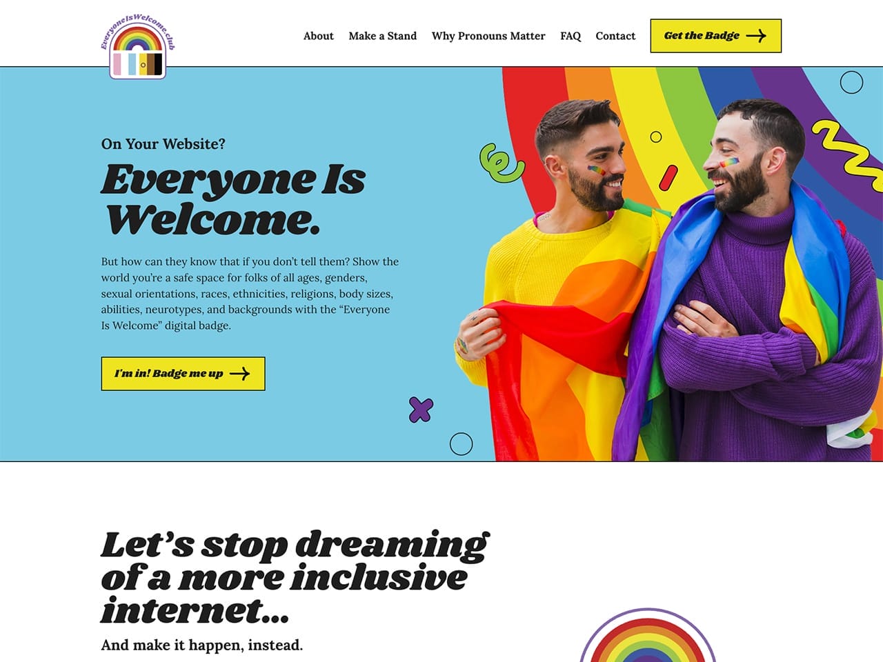 Website screenshot of everyoneiswelcome.club